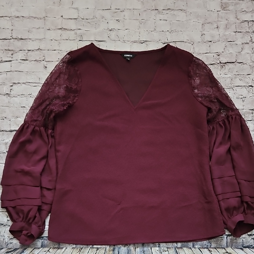 Express Eggplant Blouse Top Size M